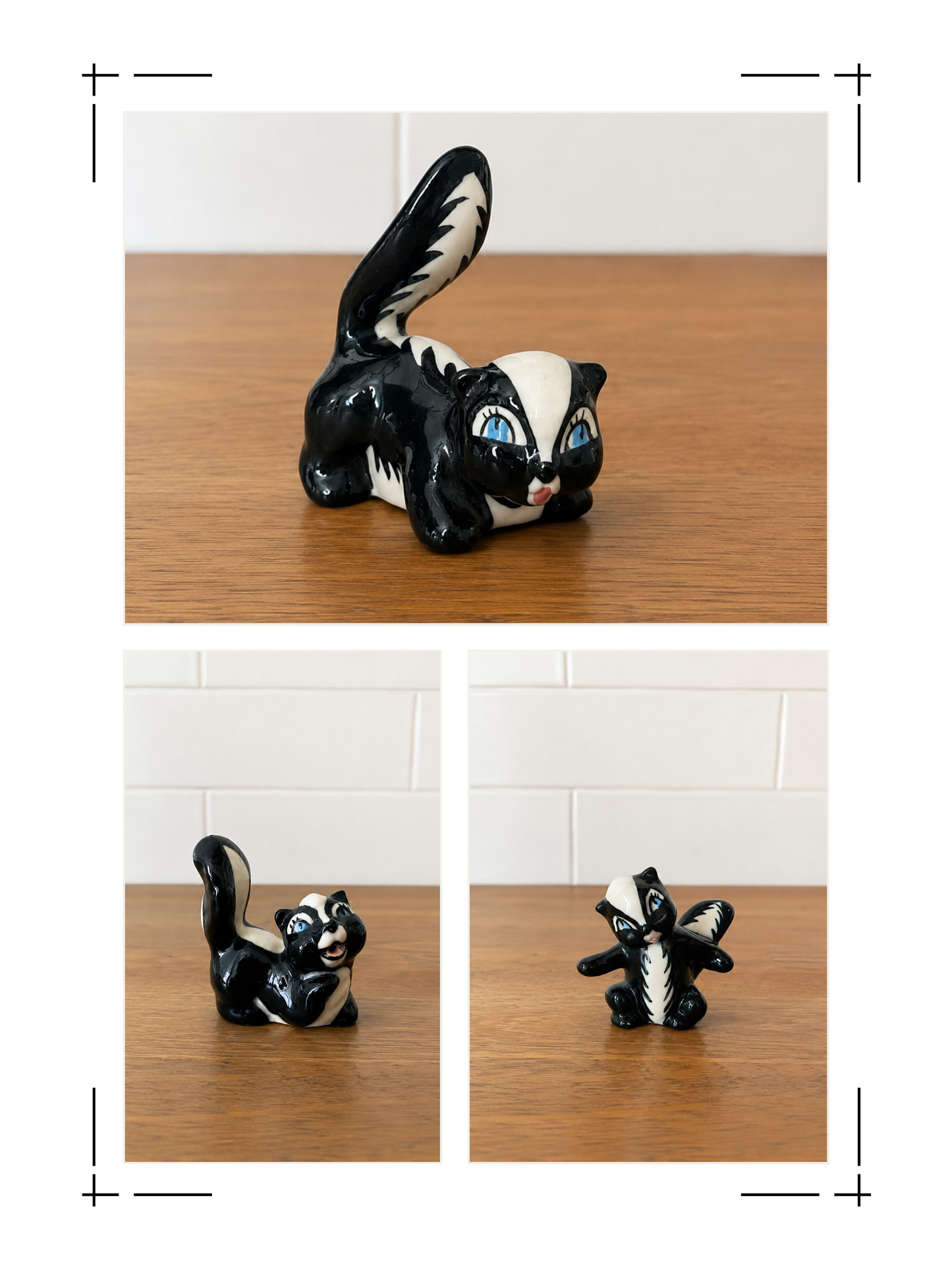 Delphine & Her 3 Little Rascals | Vintage Ceramic Skunks