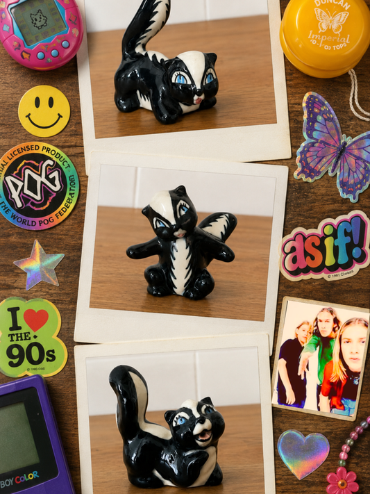 Delphine & Her 3 Little Rascals | Vintage Ceramic Skunks